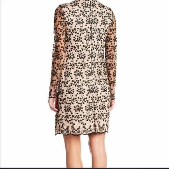 Betsey Johnson Tie Detail Flora Lace  Embroidery Dress Black And Tan Size 0 - Picture 2 of 10